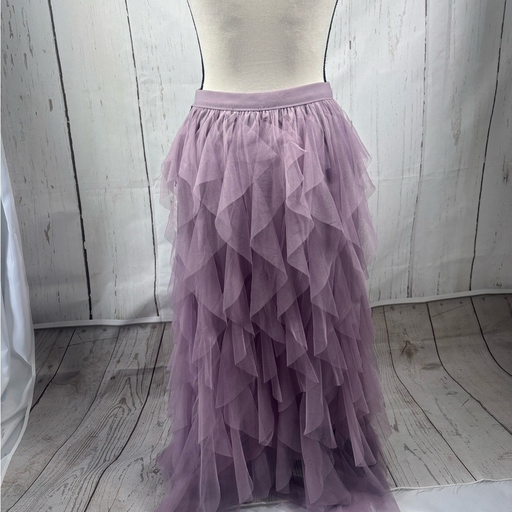 Soho Apparel Lavender Tiered Tulle Maxi Skirt - Picture 4 of 8